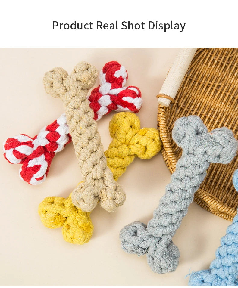 Bones Shape Dog Toys for Small Large Dogs Bite Resistant Teething Cleaning Chew Toy Cotton Pet Puppy Molar Toys Pets Products