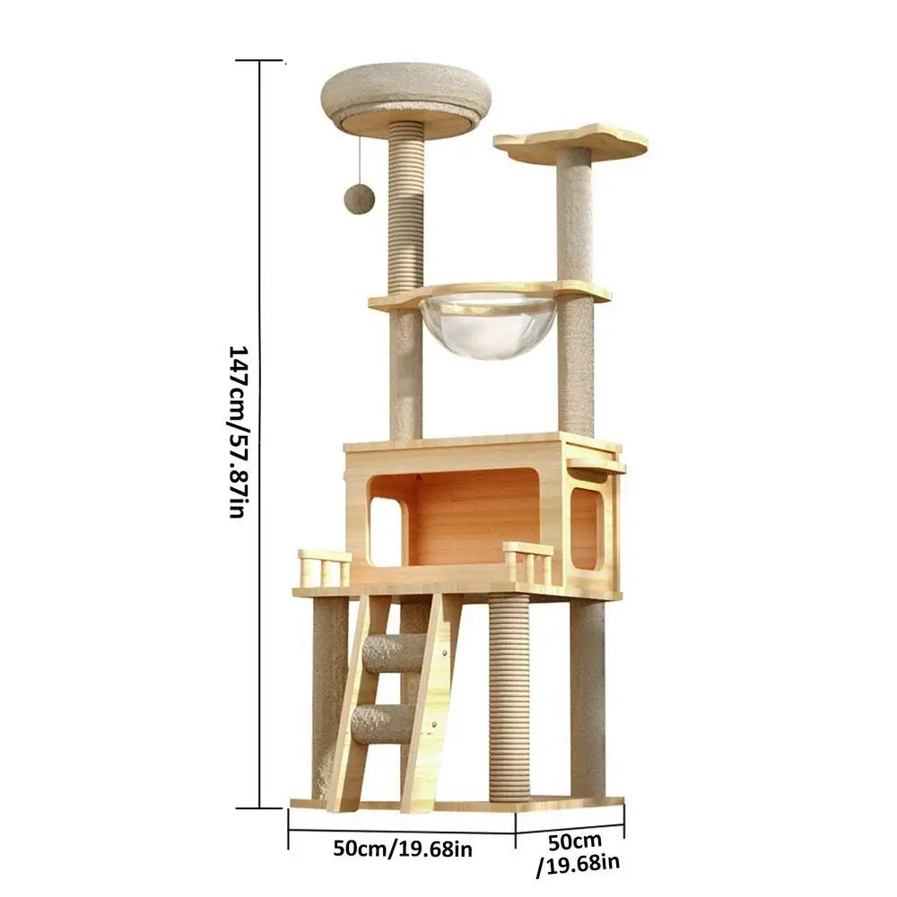 Cat Scratching Post Tree 57.8Inch Cat Scratching Tower Cat Condo Pet Activity Tree Modern Cat Tower For Sleeping Climbing