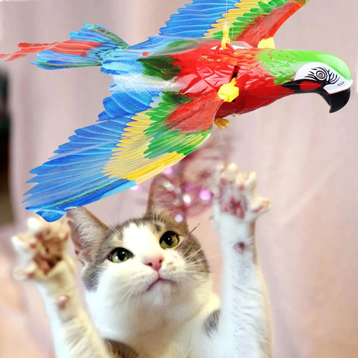 Stylish Bird Interactive Interesting Cat Toy Electric Hanging Flying Bird Cat Funny Cat Stick Catch Rope Dog Toy Cheerful