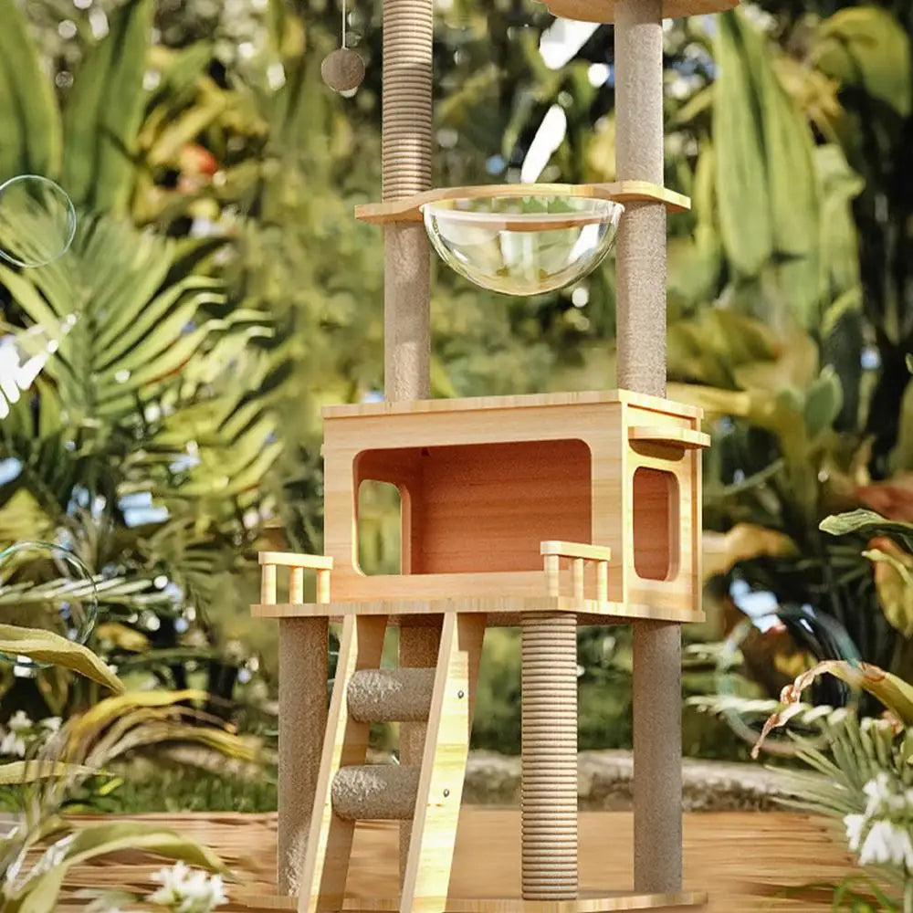 Cat Scratching Post Tree 57.8Inch Cat Scratching Tower Cat Condo Pet Activity Tree Modern Cat Tower For Sleeping Climbing