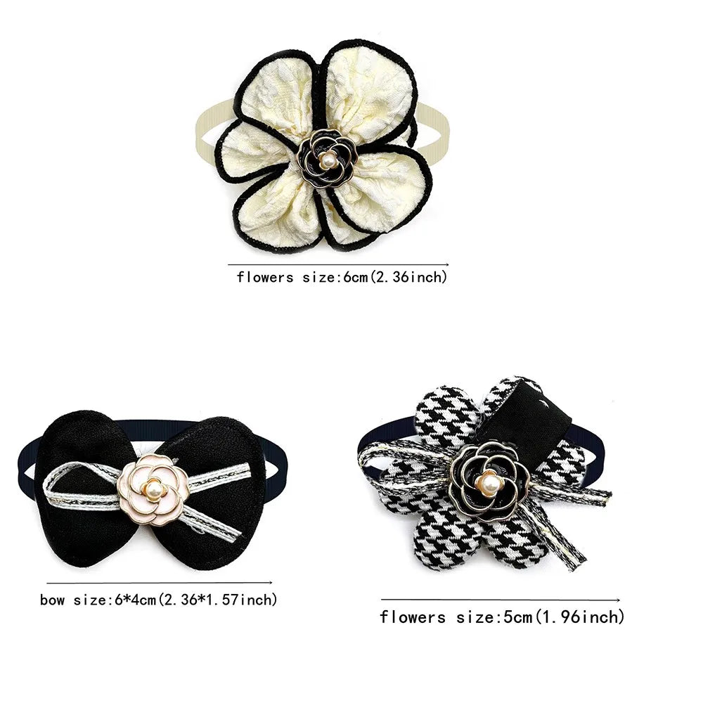50pcs Delicate Pet Dog Bow Ties Flowers Style Small Dog Bowties Collar Doggy Neckties Dog Grooming Bows Pet Accessories