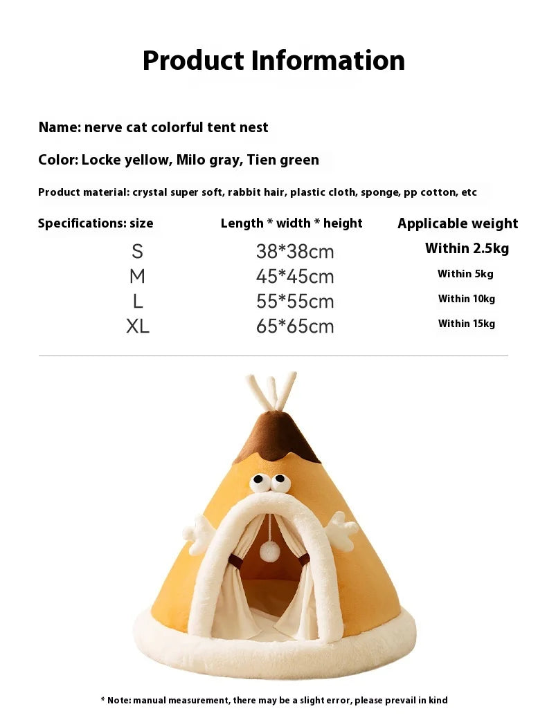 In Autumn and Winter, Cats Stay Warm and Have Thick Tents. Cat's Nest, Small Dog's Cute Triangle Dog's Nest, Pet's Nest