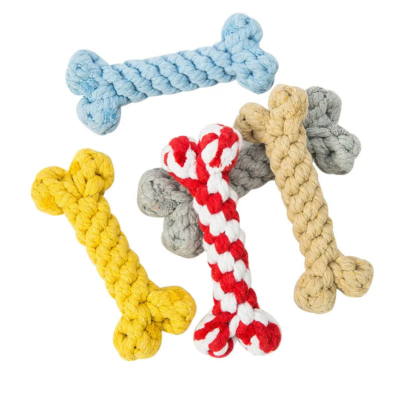 Bones Shape Dog Toys for Small Large Dogs Bite Resistant Teething Cleaning Chew Toy Cotton Pet Puppy Molar Toys Pets Products
