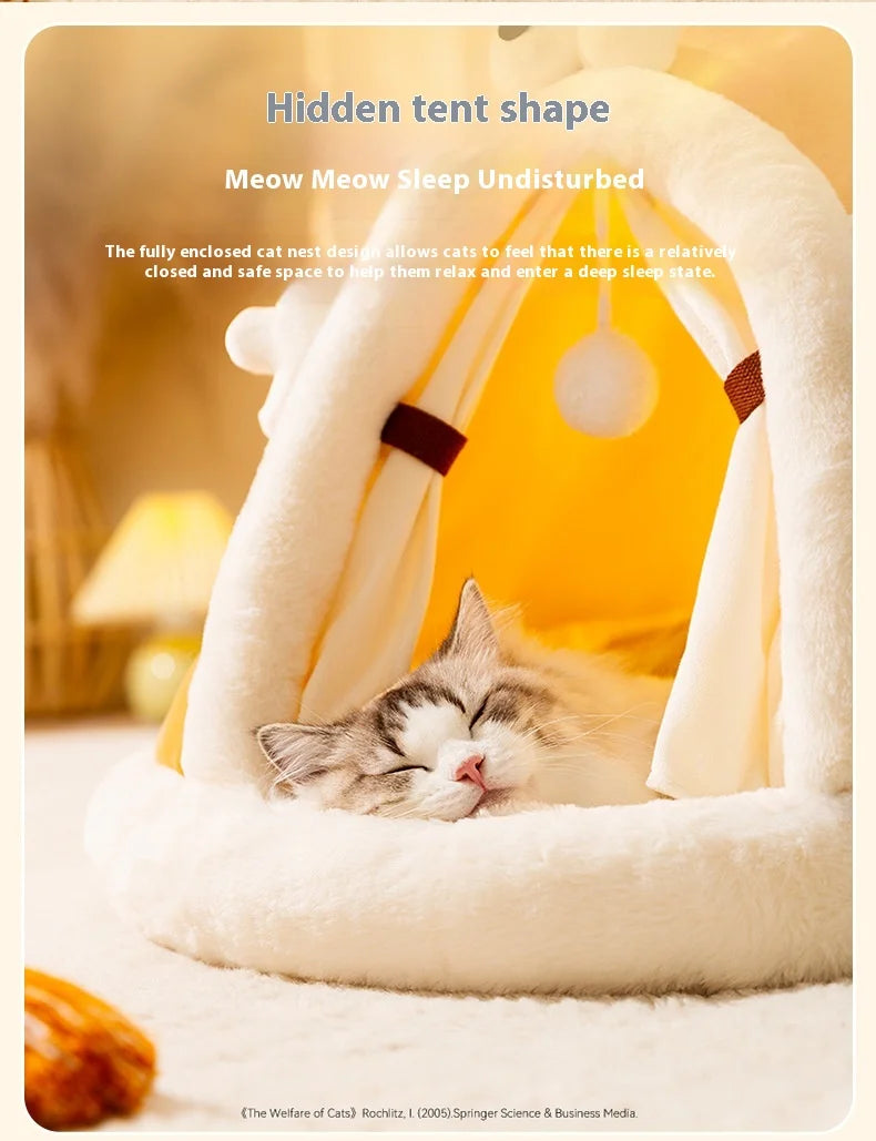 In Autumn and Winter, Cats Stay Warm and Have Thick Tents. Cat's Nest, Small Dog's Cute Triangle Dog's Nest, Pet's Nest