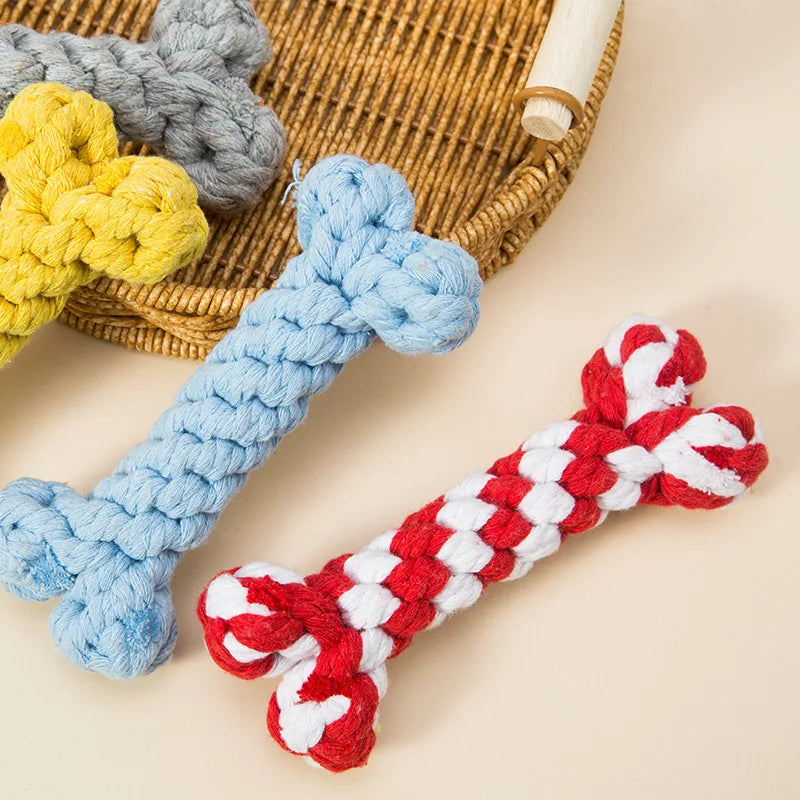 Bones Shape Dog Toys for Small Large Dogs Bite Resistant Teething Cleaning Chew Toy Cotton Pet Puppy Molar Toys Pets Products