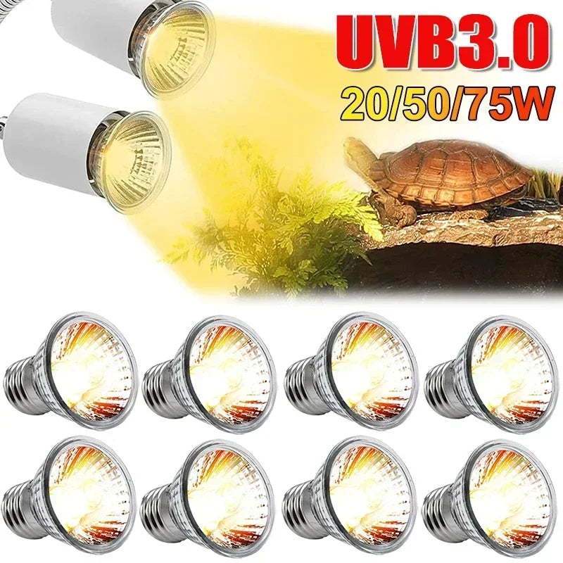 75/50/25W Tortoise Lizard Basking Lamp UVB Bulb UV E27 Bulbs Amphibians Pet Snake Reptile Heating Sunlight Calcium Supplement