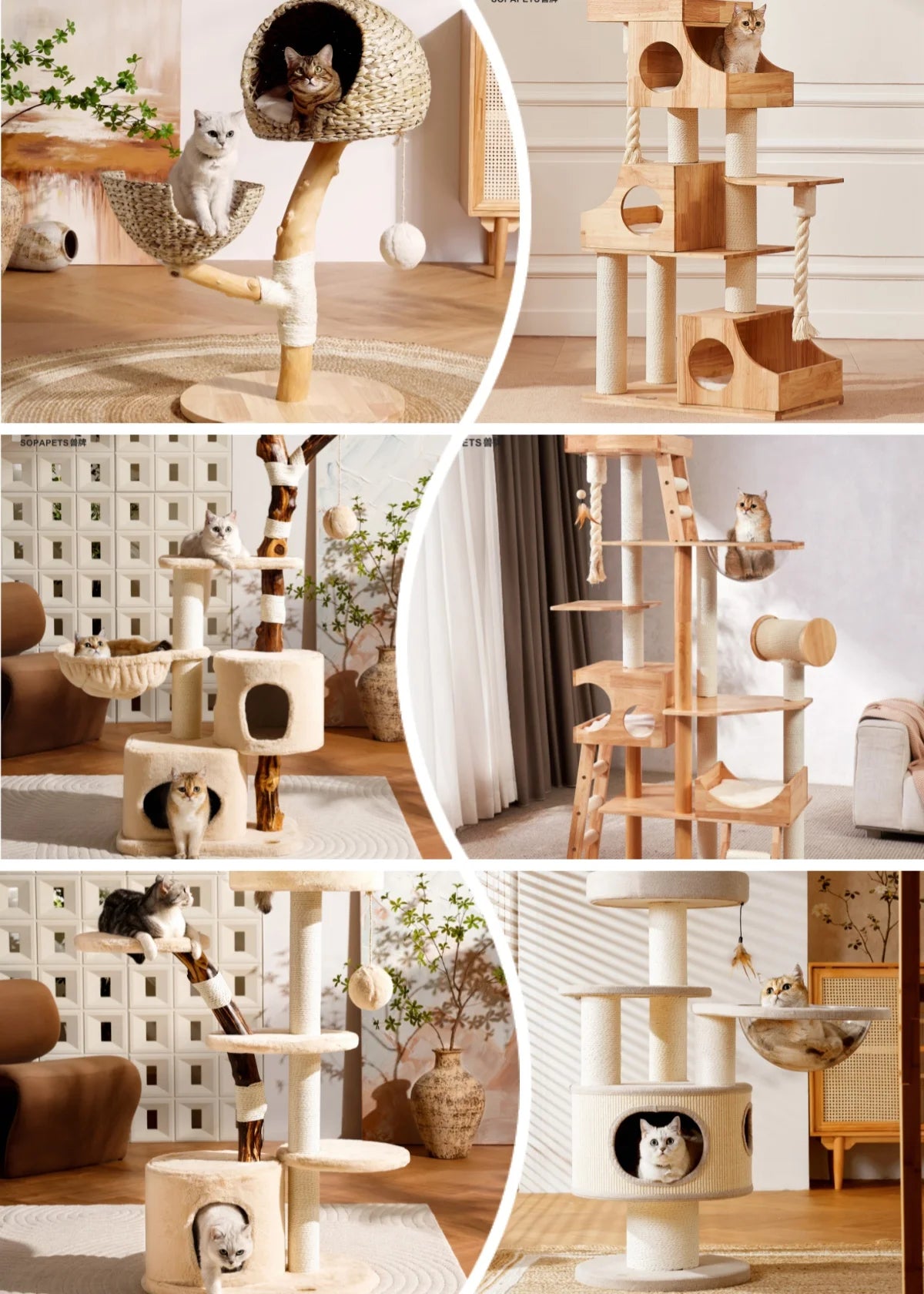 Factory Direct Cat Tower Large Size Cat Tree Wooden Sisal Cat Climbing Frame Modern Luxury Pet House