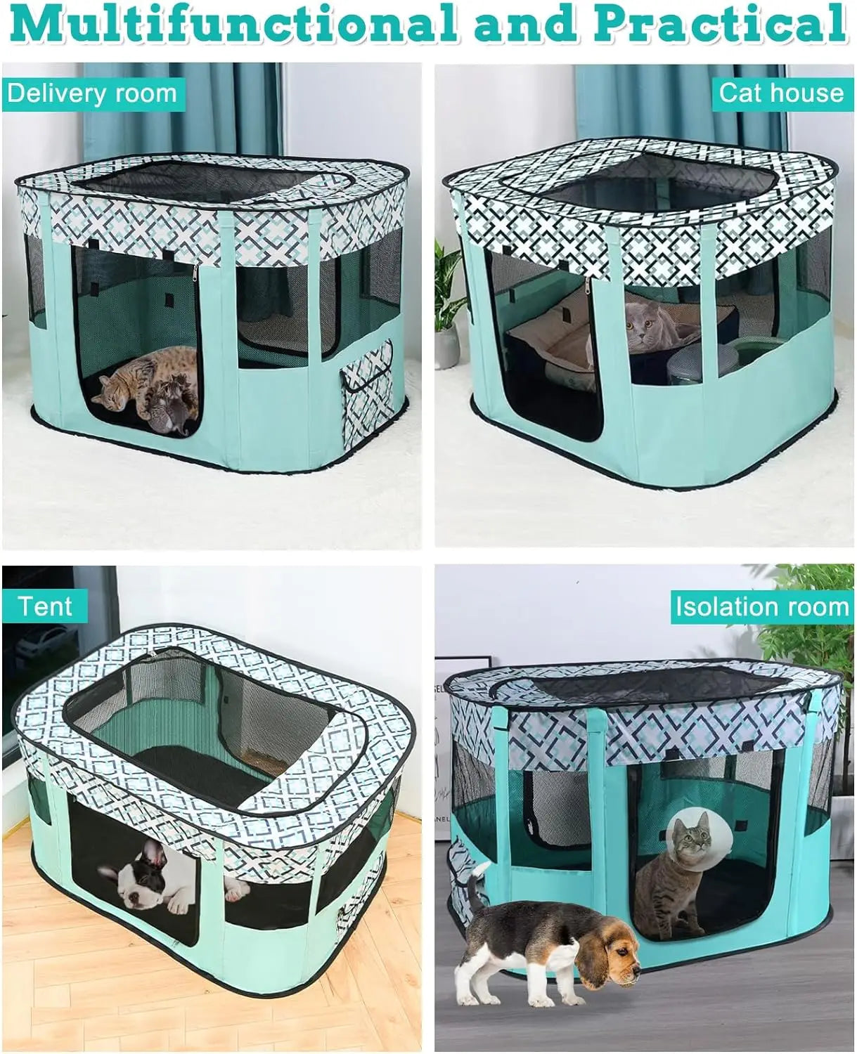 Portable Foldable Pet Playpen Cat Delivery Room For Pet Birthing Center Crates Kennel Outdoor Indoor Dog Playpen Travel Camping