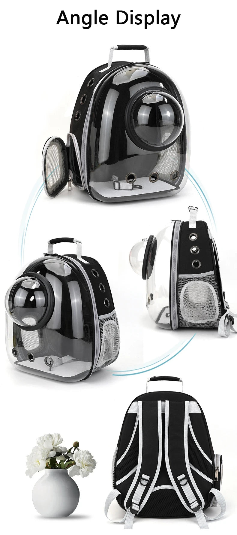 Cat Pet Carrier Backpack Transparent Capsule Bubble Pet Backpack Small Animal Puppy Kitty Bird Breathable Pet Carrier for Travel
