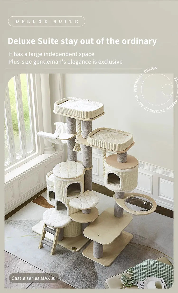 Factory Direct Cat Tower Large Size Cat Tree Wooden Sisal Cat Climbing Frame Modern Luxury Pet House