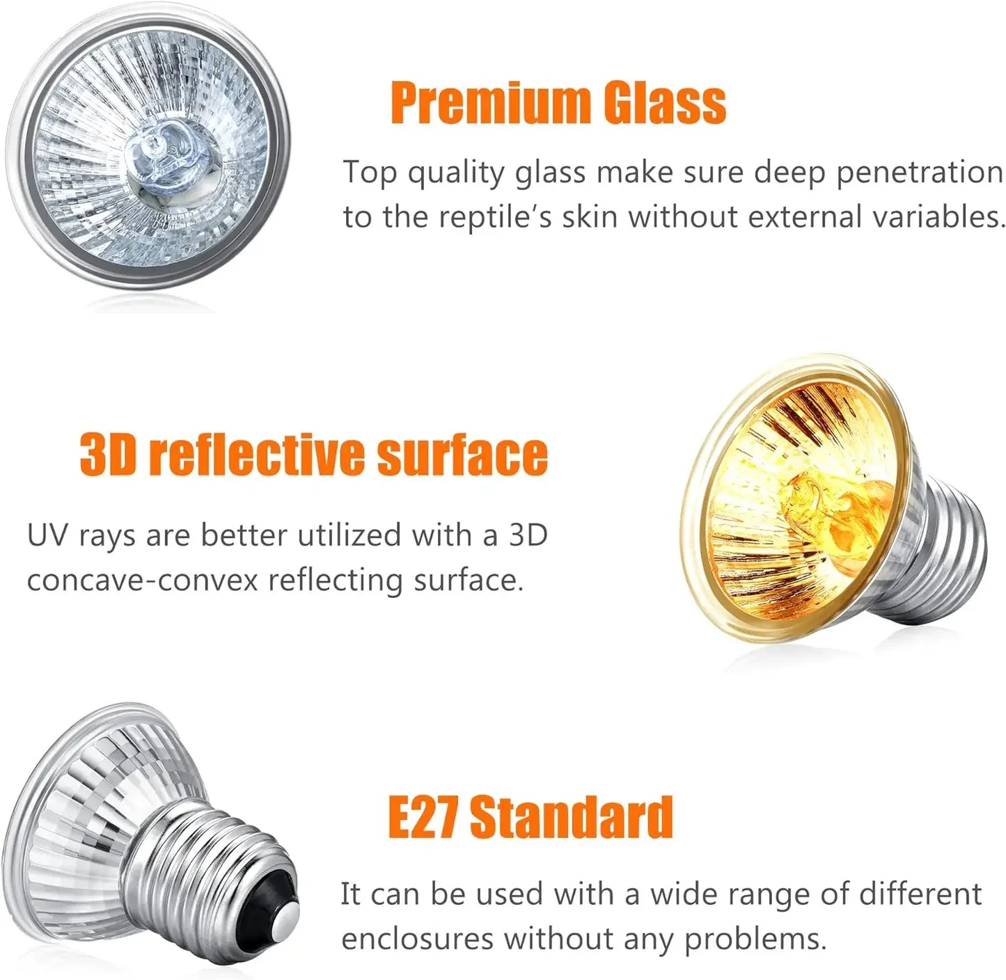 75/50/25W Tortoise Lizard Basking Lamp UVB Bulb UV E27 Bulbs Amphibians Pet Snake Reptile Heating Sunlight Calcium Supplement