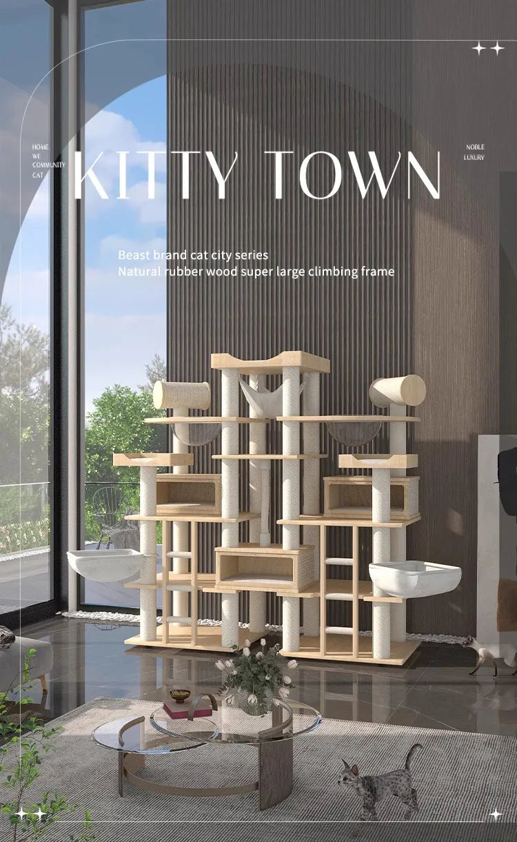 Factory Direct Cat Tower Large Size Cat Tree Wooden Sisal Cat Climbing Frame Modern Luxury Pet House