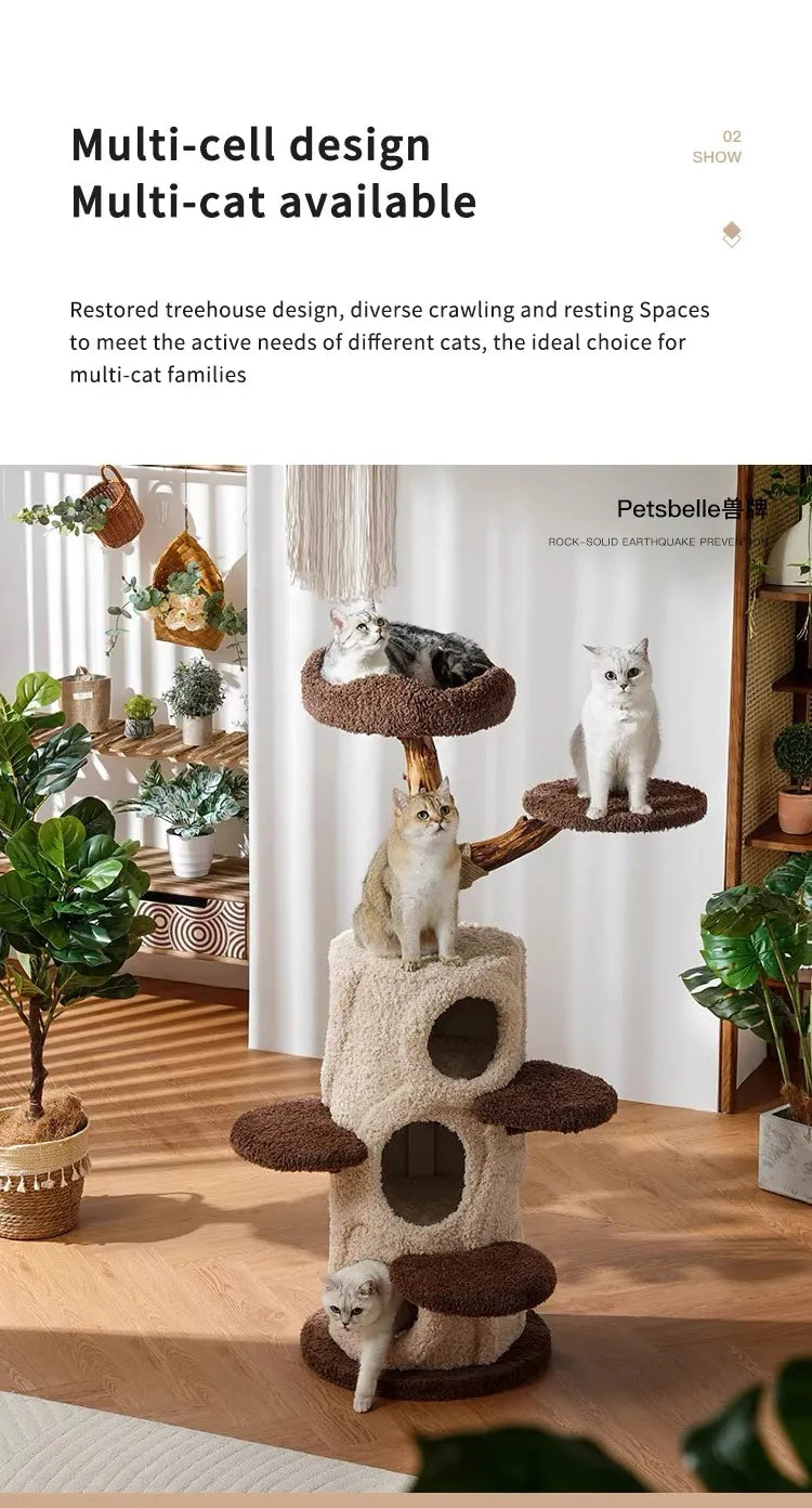 Factory Direct Cat Tower Large Size Cat Tree Wooden Sisal Cat Climbing Frame Modern Luxury Pet House