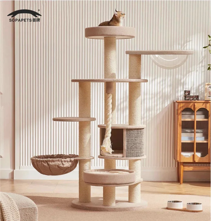 Factory Direct Cat Tower Large Size Cat Tree Wooden Sisal Cat Climbing Frame Modern Luxury Pet House