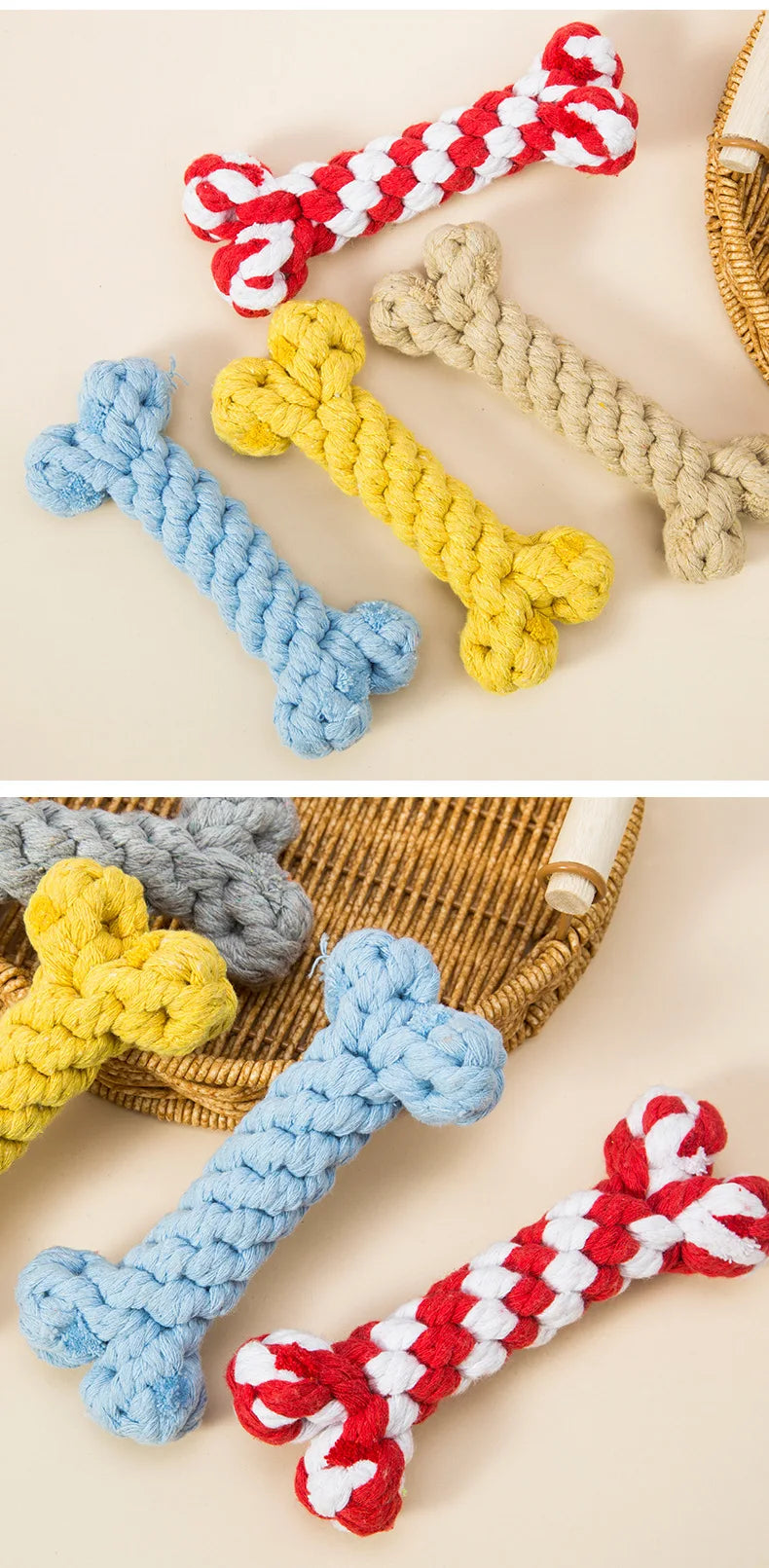 Bones Shape Dog Toys for Small Large Dogs Bite Resistant Teething Cleaning Chew Toy Cotton Pet Puppy Molar Toys Pets Products