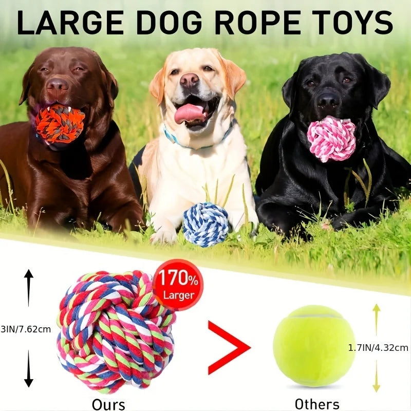 3 Pcs of Random Color Dog Molars Biting Cotton Rope Toys Small Medium and Large Dog Toys Knot Toys Pet Biting Rope Supplies