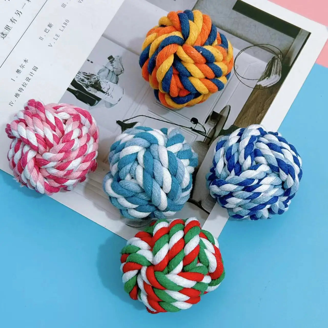 3 Pcs of Random Color Dog Molars Biting Cotton Rope Toys Small Medium and Large Dog Toys Knot Toys Pet Biting Rope Supplies