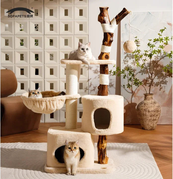 Factory Direct Cat Tower Large Size Cat Tree Wooden Sisal Cat Climbing Frame Modern Luxury Pet House