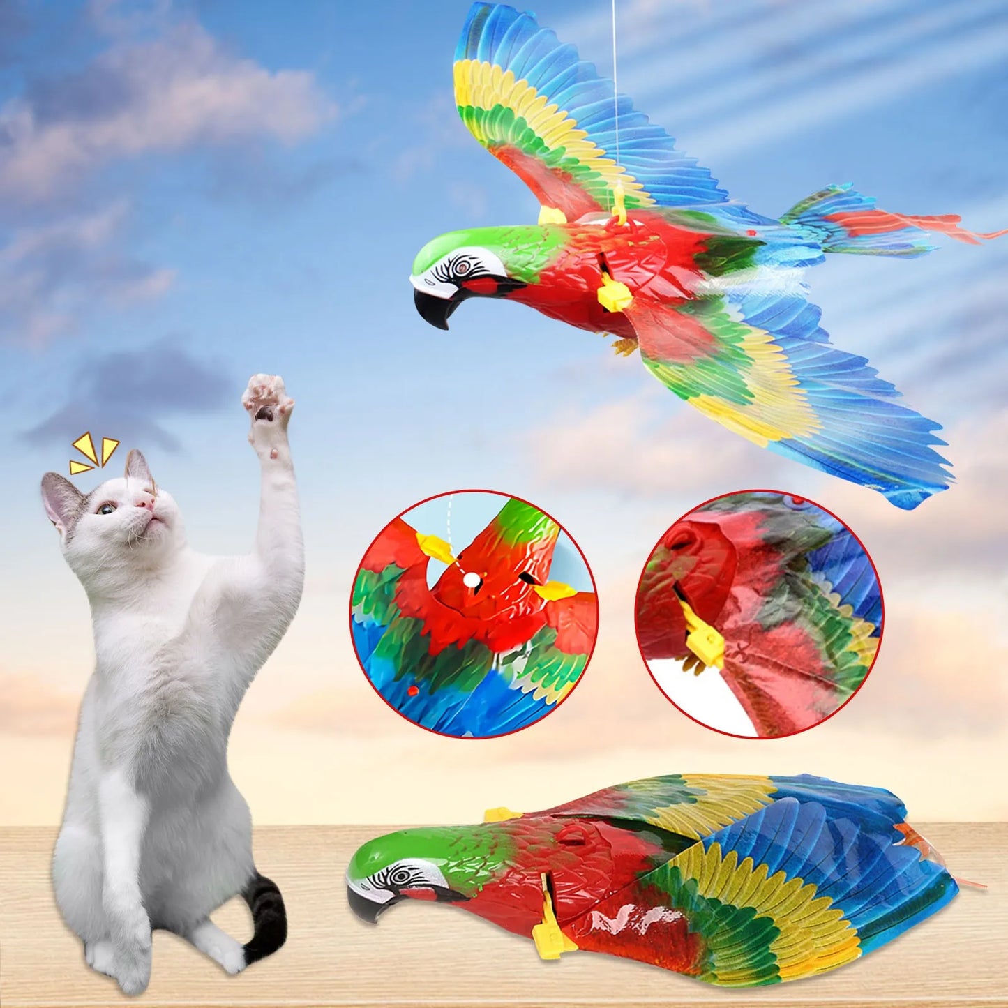 Stylish Bird Interactive Interesting Cat Toy Electric Hanging Flying Bird Cat Funny Cat Stick Catch Rope Dog Toy Cheerful