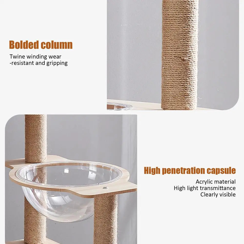 Cat Scratching Post Tree 57.8Inch Cat Scratching Tower Cat Condo Pet Activity Tree Modern Cat Tower For Sleeping Climbing
