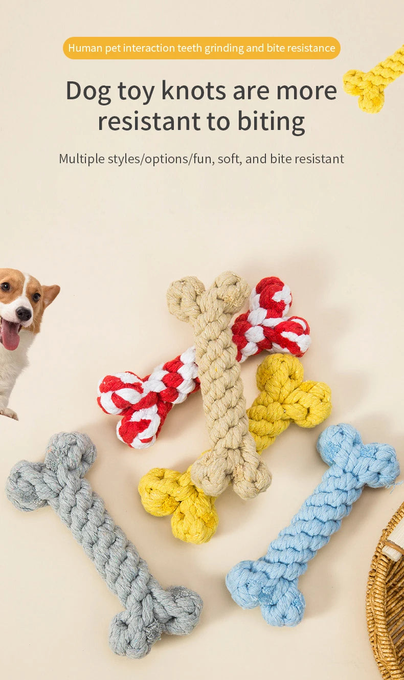 Bones Shape Dog Toys for Small Large Dogs Bite Resistant Teething Cleaning Chew Toy Cotton Pet Puppy Molar Toys Pets Products