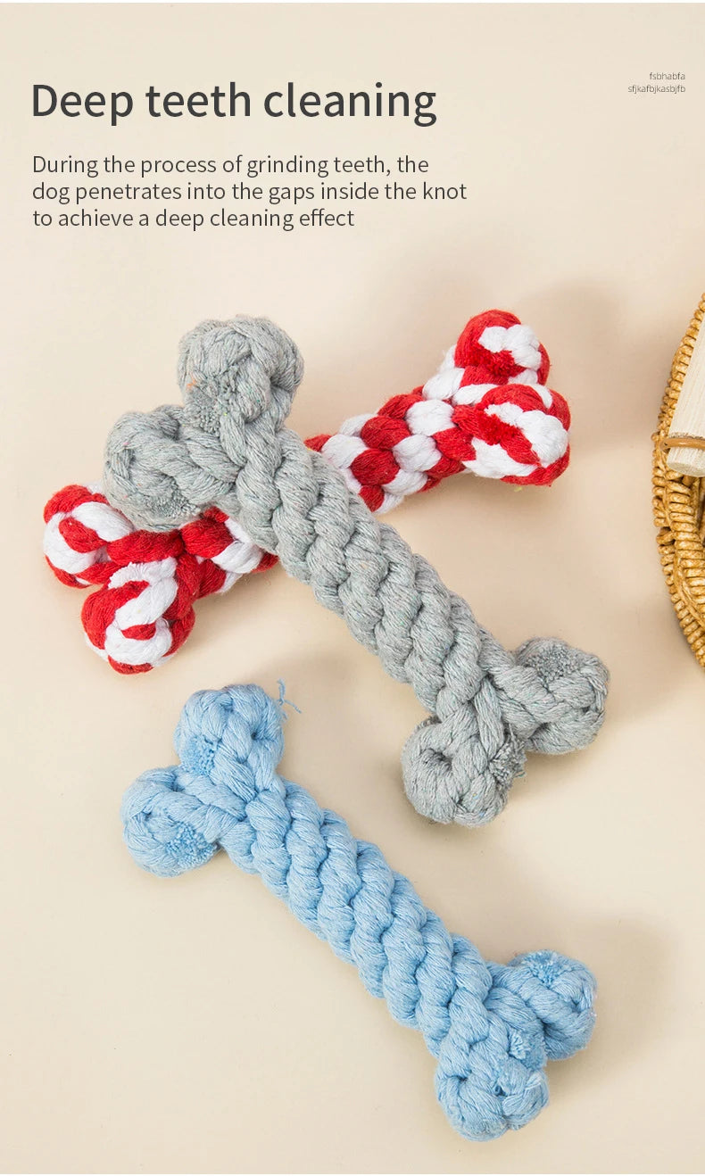 Bones Shape Dog Toys for Small Large Dogs Bite Resistant Teething Cleaning Chew Toy Cotton Pet Puppy Molar Toys Pets Products