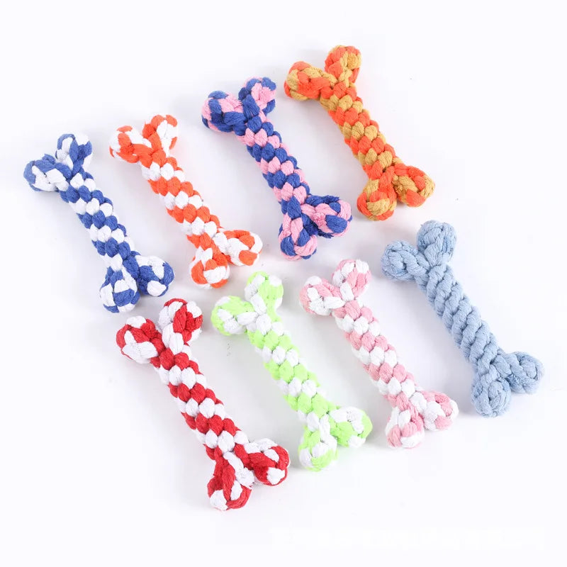 Bones Shape Dog Toys for Small Large Dogs Bite Resistant Teething Cleaning Chew Toy Cotton Pet Puppy Molar Toys Pets Products