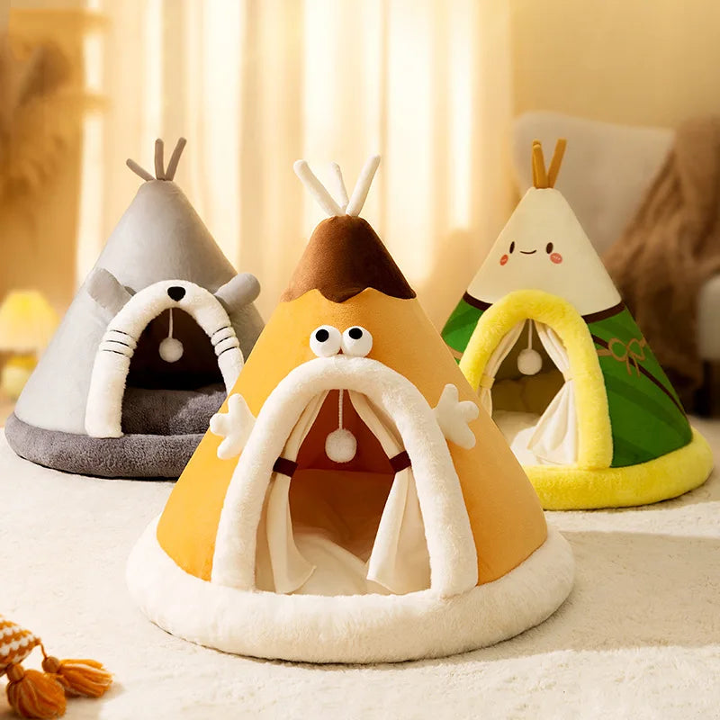 In Autumn and Winter, Cats Stay Warm and Have Thick Tents. Cat's Nest, Small Dog's Cute Triangle Dog's Nest, Pet's Nest