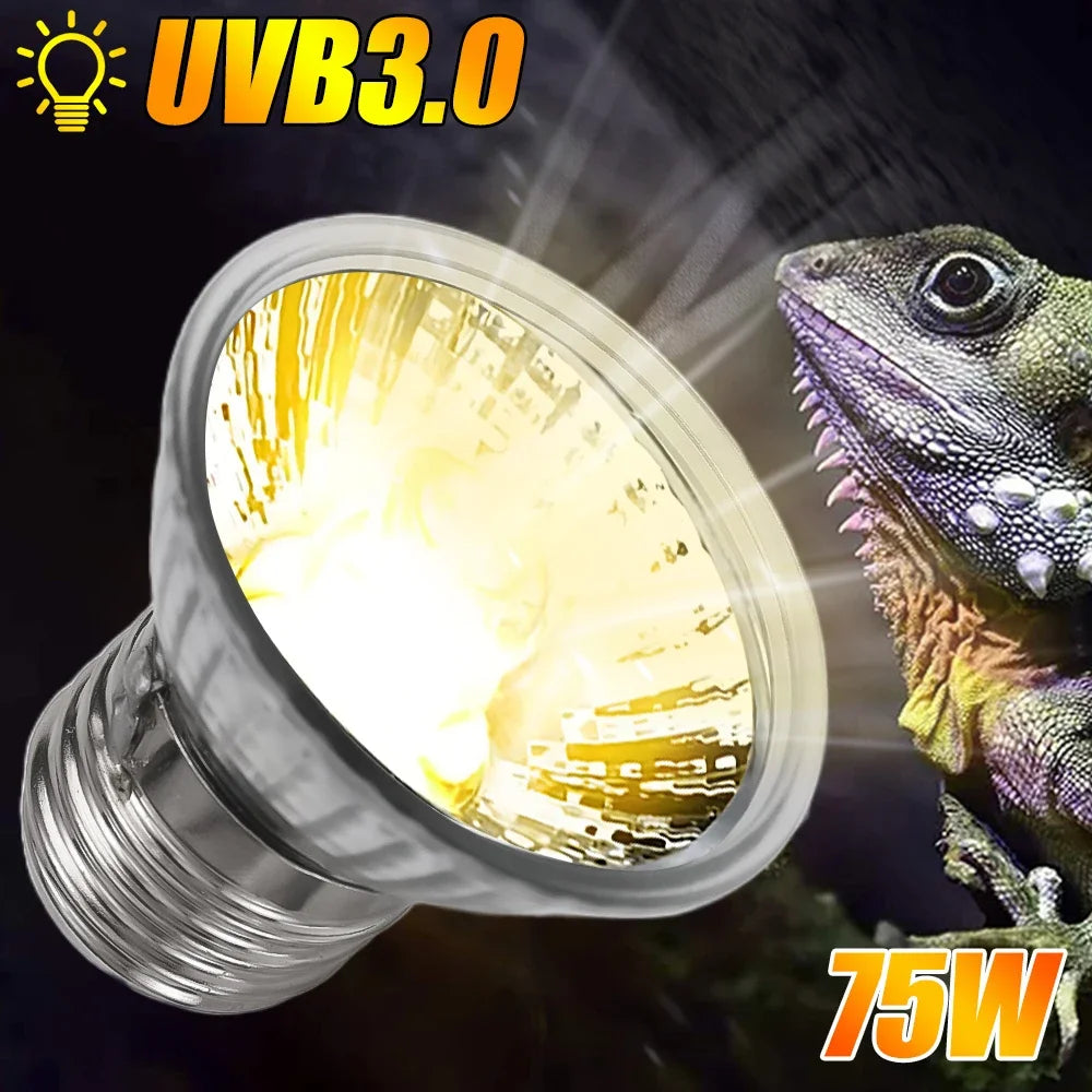 75/50/25W Tortoise Lizard Basking Lamp UVB Bulb UV E27 Bulbs Amphibians Pet Snake Reptile Heating Sunlight Calcium Supplement