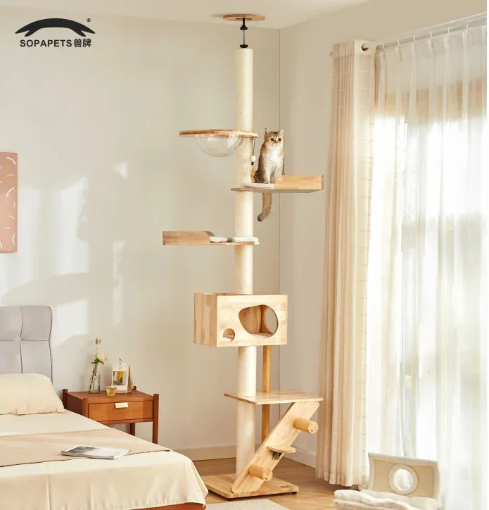Factory Direct Cat Tower Large Size Cat Tree Wooden Sisal Cat Climbing Frame Modern Luxury Pet House