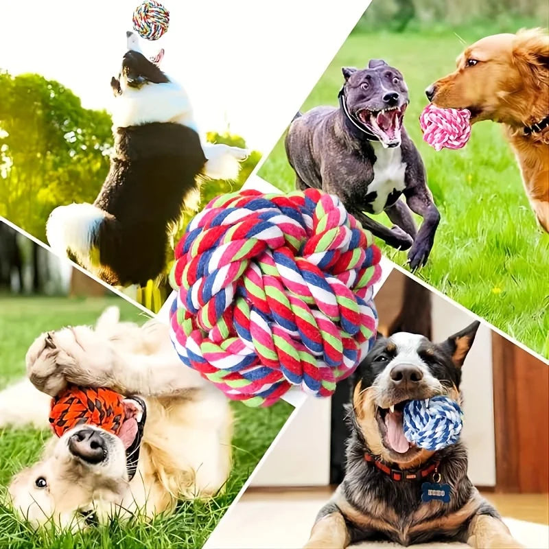 3 Pcs of Random Color Dog Molars Biting Cotton Rope Toys Small Medium and Large Dog Toys Knot Toys Pet Biting Rope Supplies