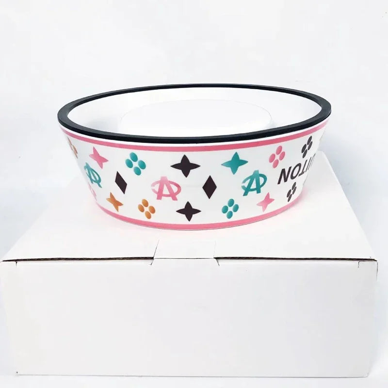 Luxury Brand Designer Dog Bowl Ceramics Bowls Placemat Puppy Cat Feeder Non-slip Crash French Bulldog Bowl For Small Dogs