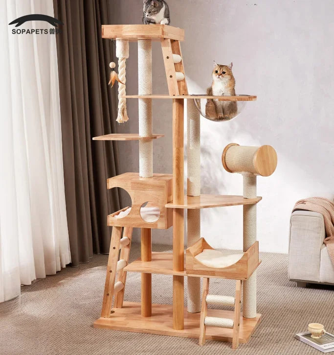 Factory Direct Cat Tower Large Size Cat Tree Wooden Sisal Cat Climbing Frame Modern Luxury Pet House