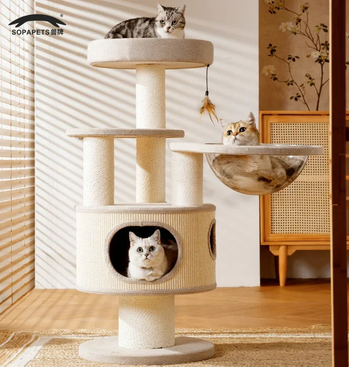 Factory Direct Cat Tower Large Size Cat Tree Wooden Sisal Cat Climbing Frame Modern Luxury Pet House