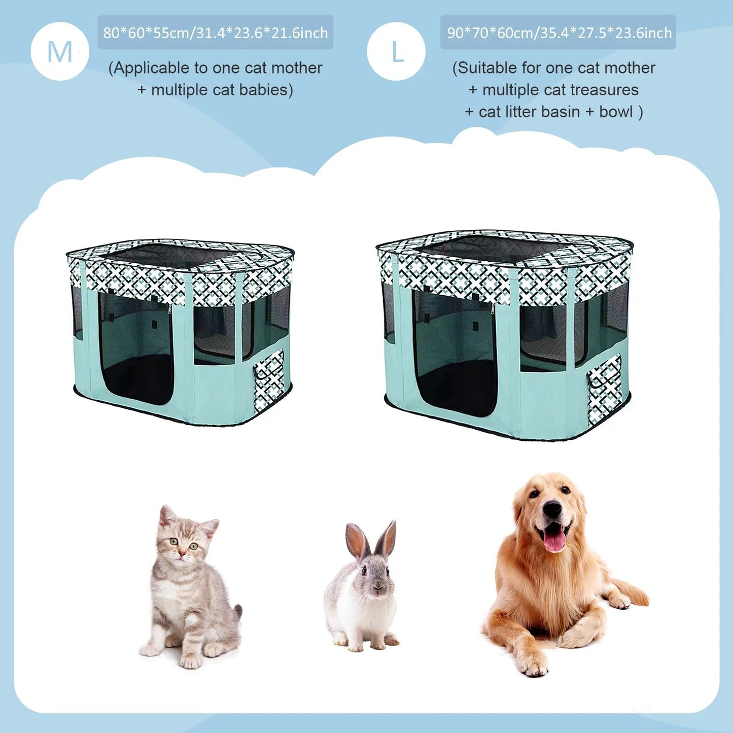 Portable Foldable Pet Playpen Cat Delivery Room For Pet Birthing Center Crates Kennel Outdoor Indoor Dog Playpen Travel Camping