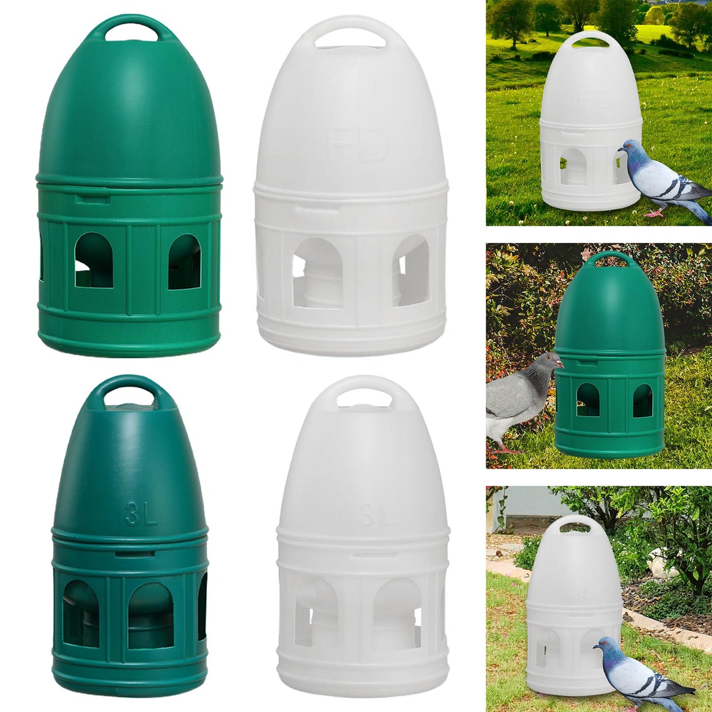 Pigeon Water Dispenser Parakeet Duck Bird Water Drinker Automatic Feeder Large Capacity Water Pot Container with Hanging Handle
