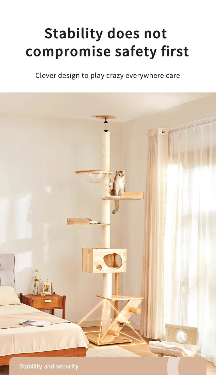 Factory Direct Cat Tower Large Size Cat Tree Wooden Sisal Cat Climbing Frame Modern Luxury Pet House
