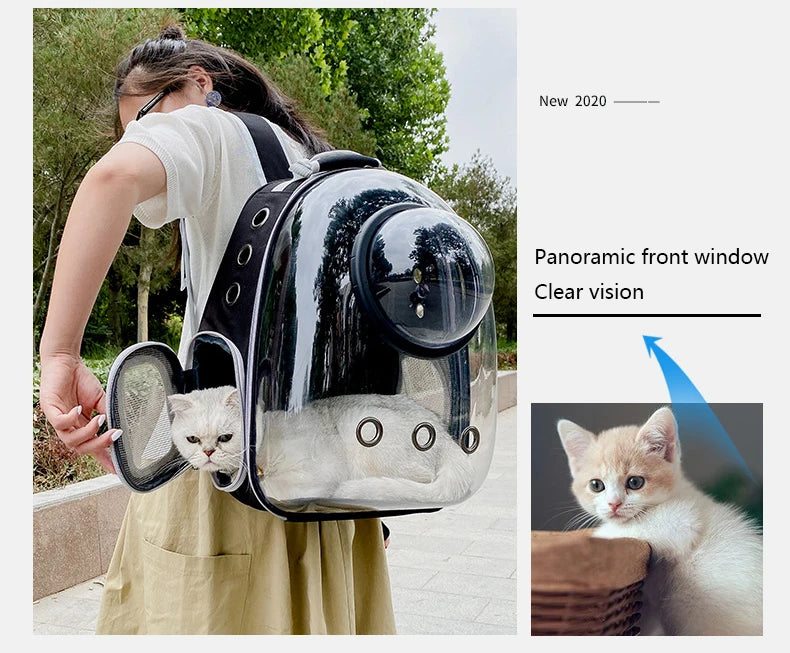 Cat Pet Carrier Backpack Transparent Capsule Bubble Pet Backpack Small Animal Puppy Kitty Bird Breathable Pet Carrier for Travel