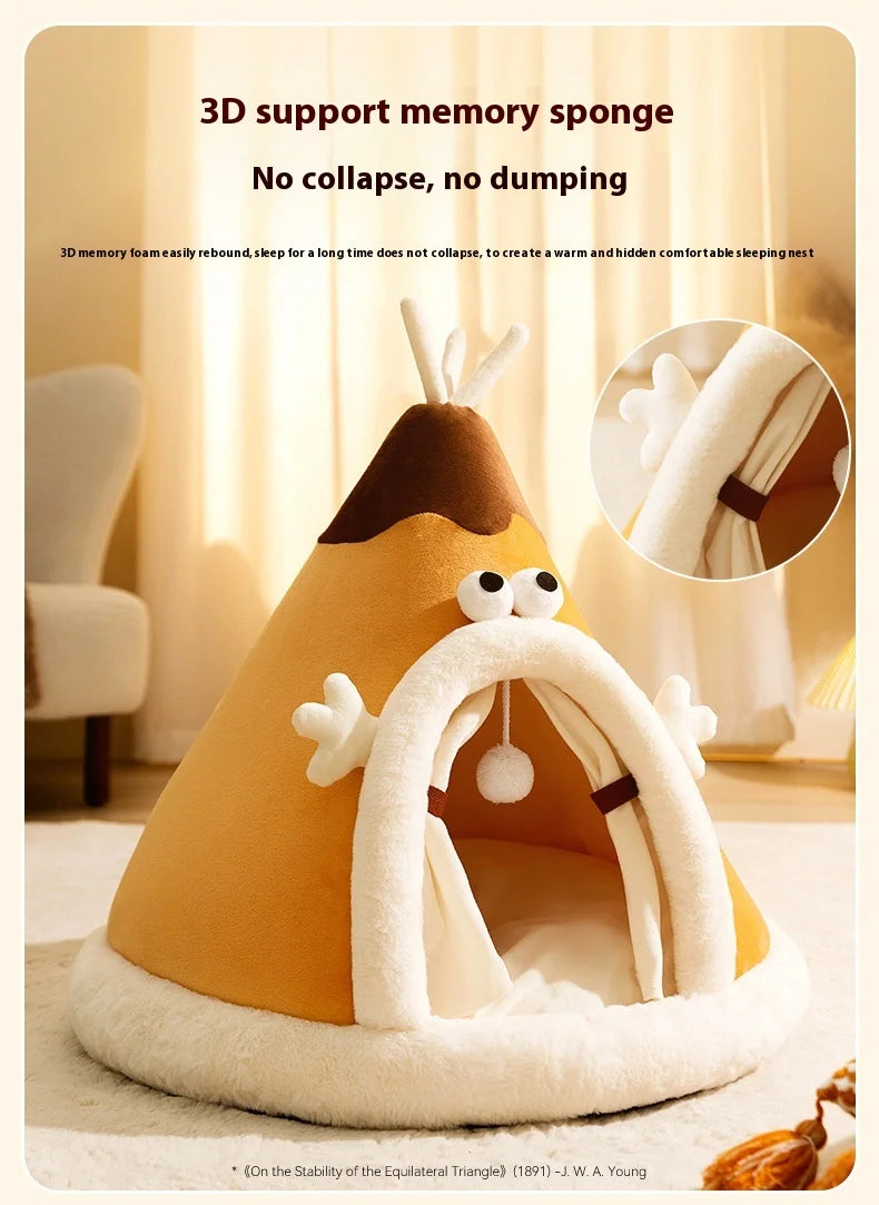 In Autumn and Winter, Cats Stay Warm and Have Thick Tents. Cat's Nest, Small Dog's Cute Triangle Dog's Nest, Pet's Nest