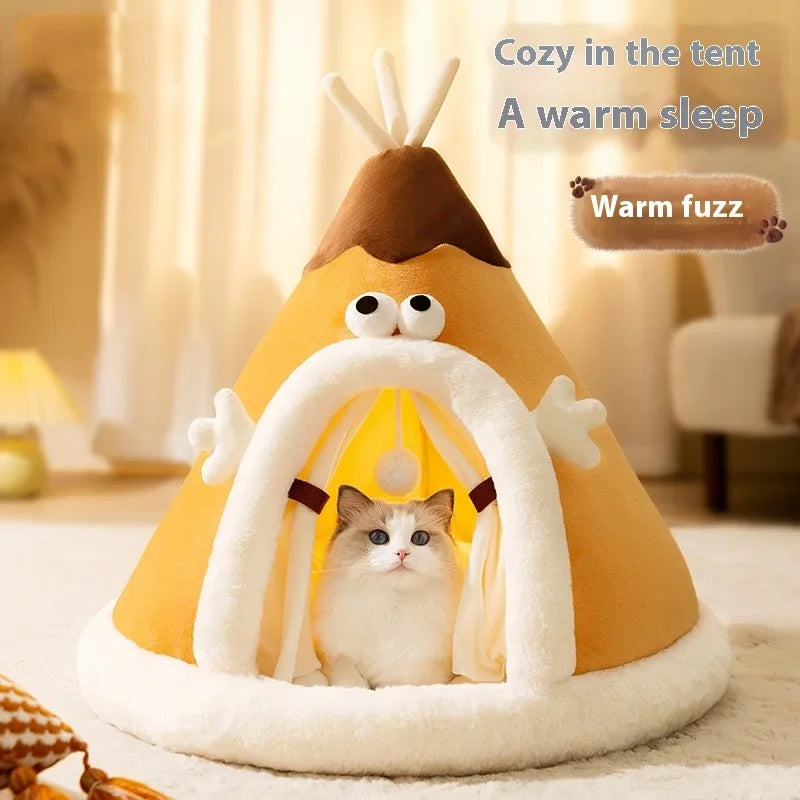 In Autumn and Winter, Cats Stay Warm and Have Thick Tents. Cat's Nest, Small Dog's Cute Triangle Dog's Nest, Pet's Nest