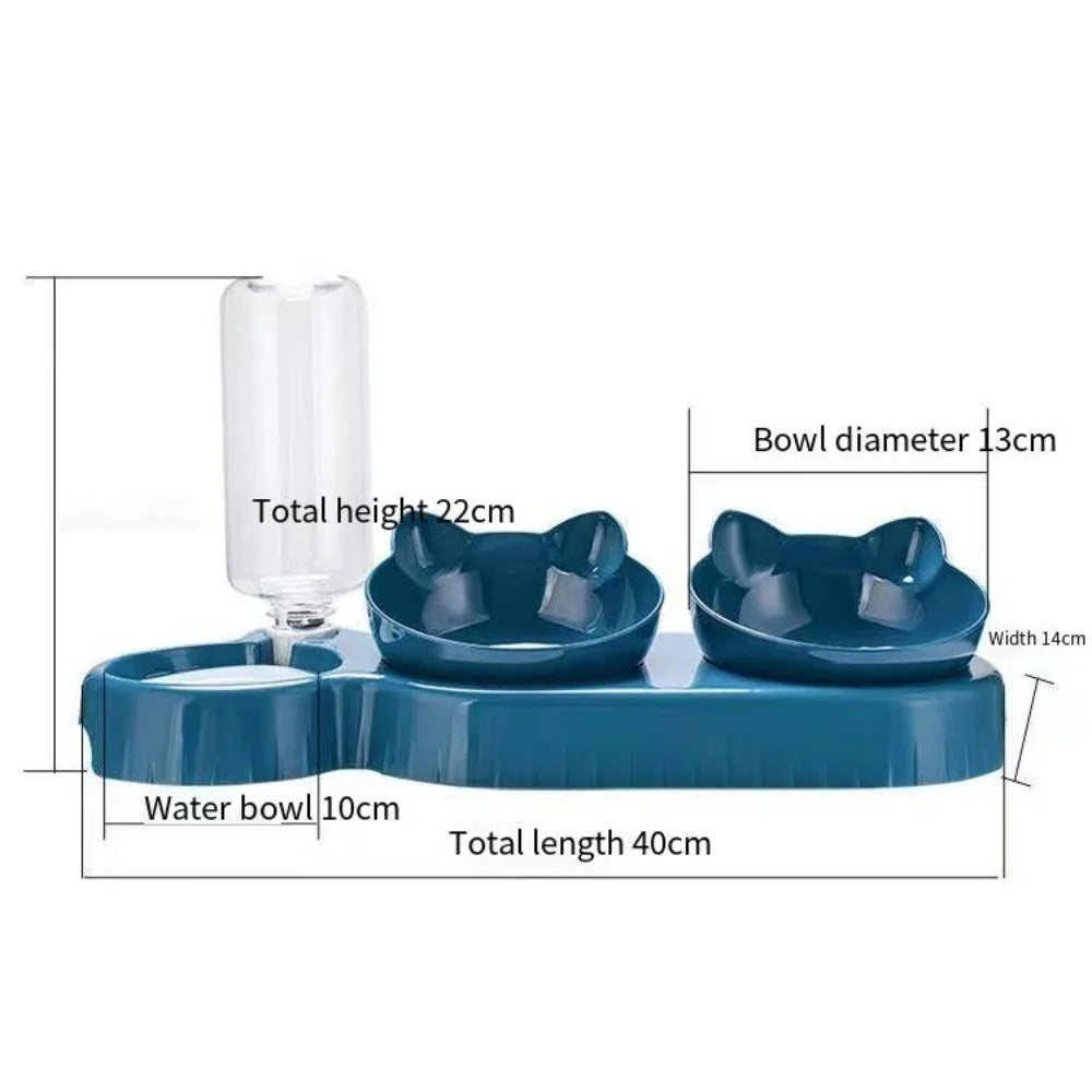 Cat Bowl Double Bowl Protects Cervical Vertebra Automatic Drinking Water Prevents Overturning Food Bowl Dog Bowl Cat Supplies