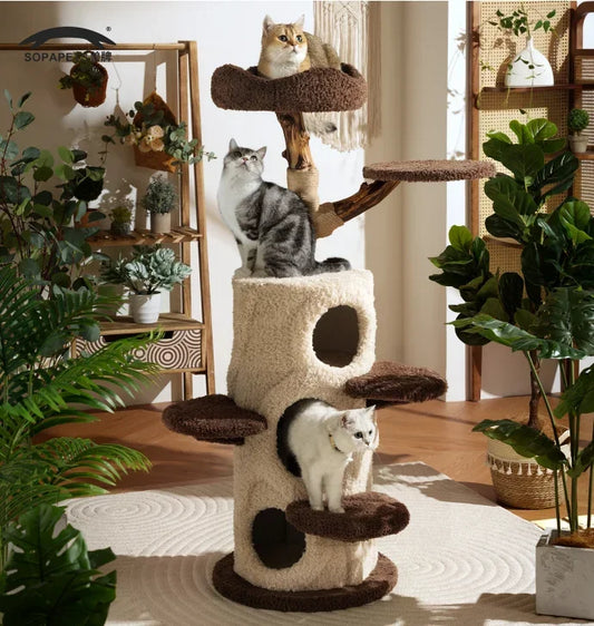 Factory Direct Cat Tower  Large  Size  Cat Tree Wooden Sisal Cat Climbing Frame  Modern  Luxury Pet  House