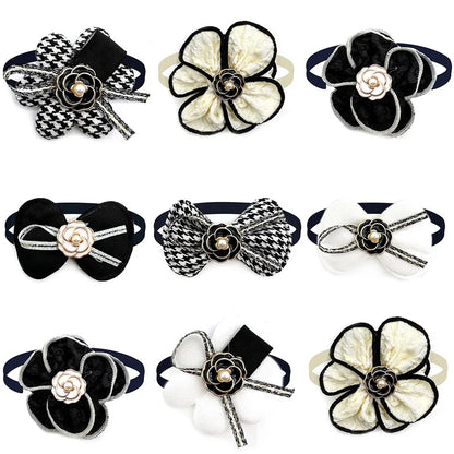50pcs Delicate Pet Dog Bow Ties Flowers Style Small Dog Bowties Collar Doggy Neckties Dog Grooming Bows Pet Accessories