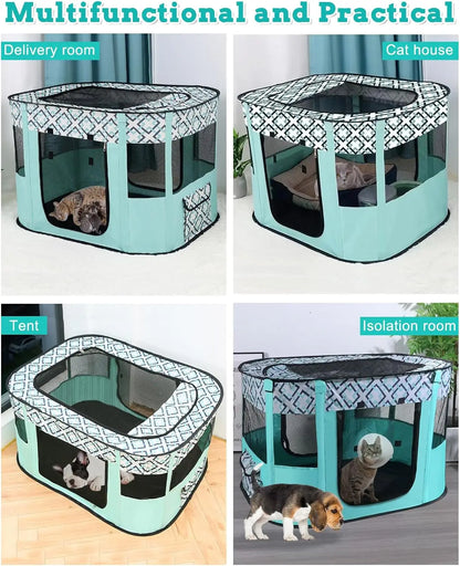 Portable Foldable Pet Playpen Cat Delivery Room For Pet Birthing Center Crates Kennel Outdoor Indoor Dog Playpen Travel Camping