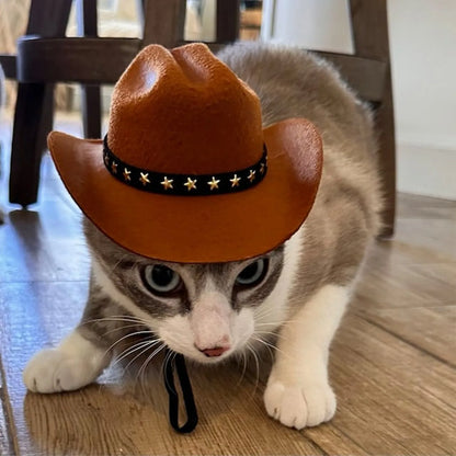 Pet Dog Cat Cowboy Hat Cowboy Clothing Puppy Adjustable Hat Suitable For Small Dogs And Cats Birthday Party Decoration Photo