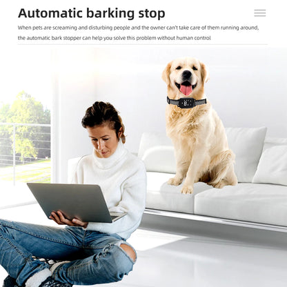 Intelligent Electric Dog Training Collar Ultrasonic IP 67 Waterproof Stop Barking Collars USB Rechargeable Anti Bark for Pet Dog