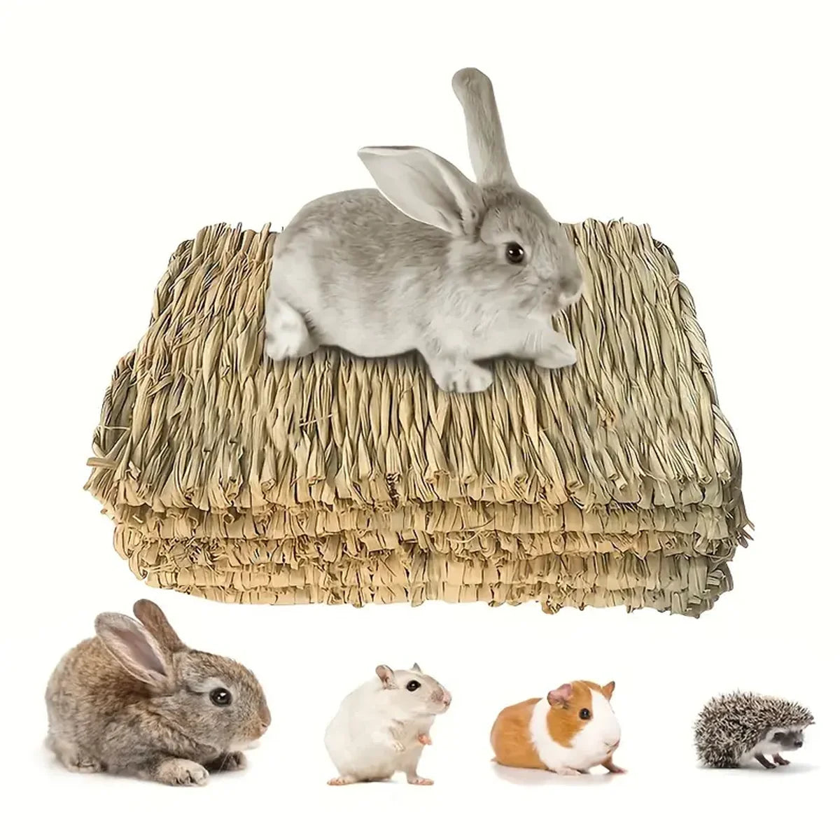 Natural grass woven rabbit grass mat suitable for small animal cages - comfortable bedding suitable for rabbit hay beds