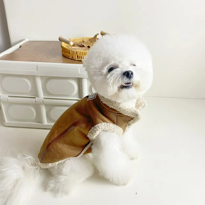 Pet Autumn Winter Velvet Sleeveless Vest Fur One-piece Coat Teddy Schnauzer Bichon Dog Thick Vest Puppy Clothes for Small Dogs