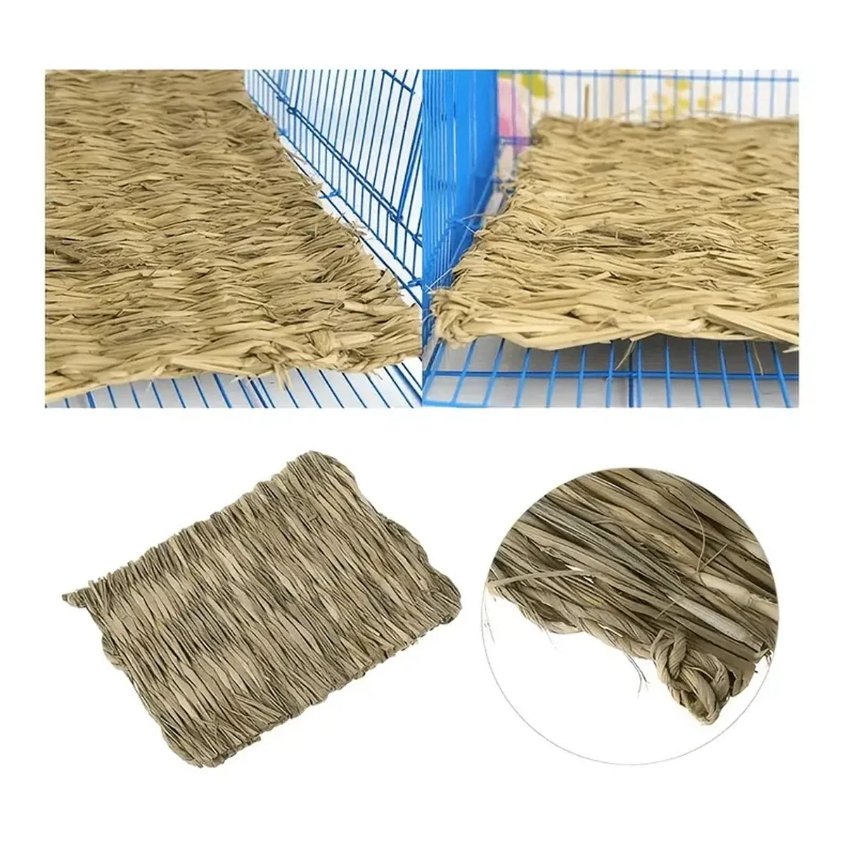 Natural grass woven rabbit grass mat suitable for small animal cages - comfortable bedding suitable for rabbit hay beds