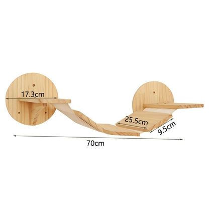 Wall Mounted Cat Tree Wooden Shelves Scratching Posts Climbing Cat tower Hammock With Solid Floating Perches Steps and Ladder